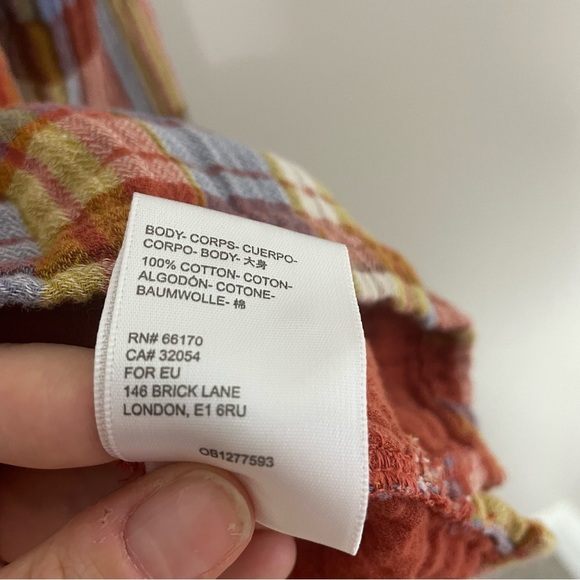 [Urban Outfitters] Orange & Purple Plaid Print Button Down Long Sleeve Shirt - Picture 5 of 7